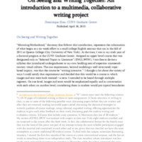 On Seeing and Writing Together: An introduction to a multimedia, collaborative writing project