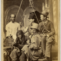 Amateur theatrical scene, with mock lynching